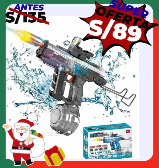 JUGUETE DE AGUA ELECTRICA UZI RGB RECARGABLE